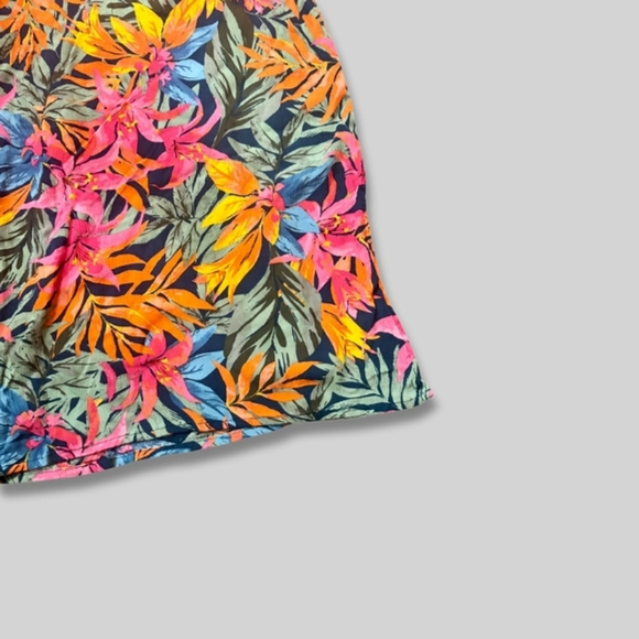 Shade & Shore Wide Leg Pants Slit Smocked Waist Tropical Print Multicolor W XL - Picture 4 of 11